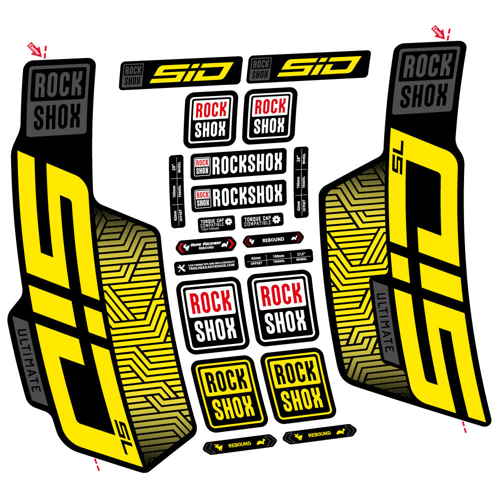 Stickers Rock Shox Sid SL Ultimate Flight Attendant compatibles Autocollants fourche VTT 29"