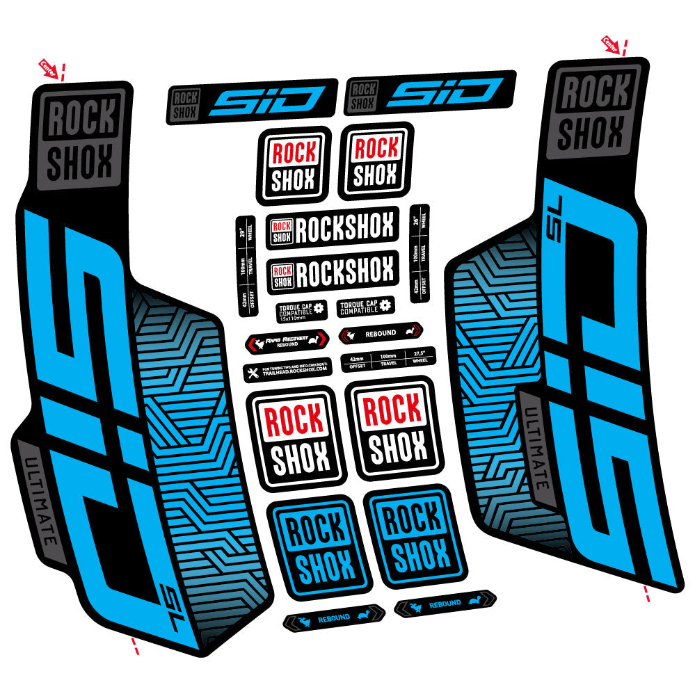 Stickers Rock Shox Sid SL Ultimate Flight Attendant compatibles - Autocollants fourche VTT