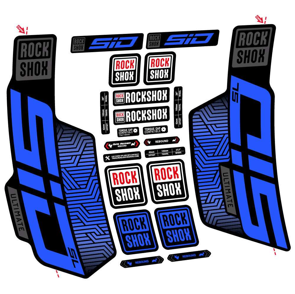 Stickers Rock Shox Sid SL Ultimate Flight Attendant compatibles - Autocollants fourche VTT