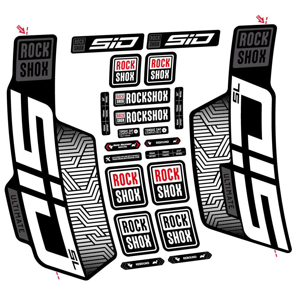 Stickers Rock Shox Sid SL Ultimate Flight Attendant compatibles - Autocollants fourche VTT