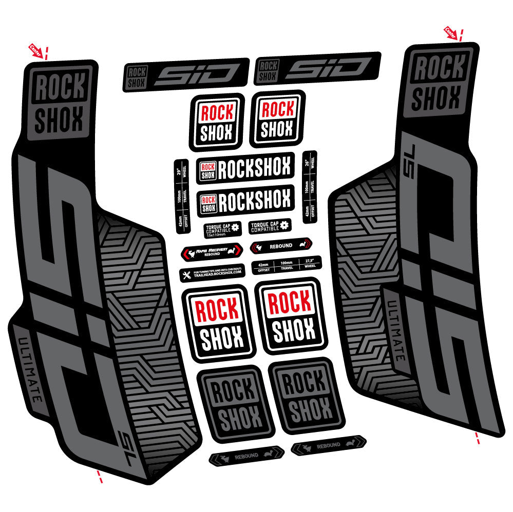 Stickers Rock Shox Sid SL Ultimate Flight Attendant compatibles - Autocollants fourche VTT