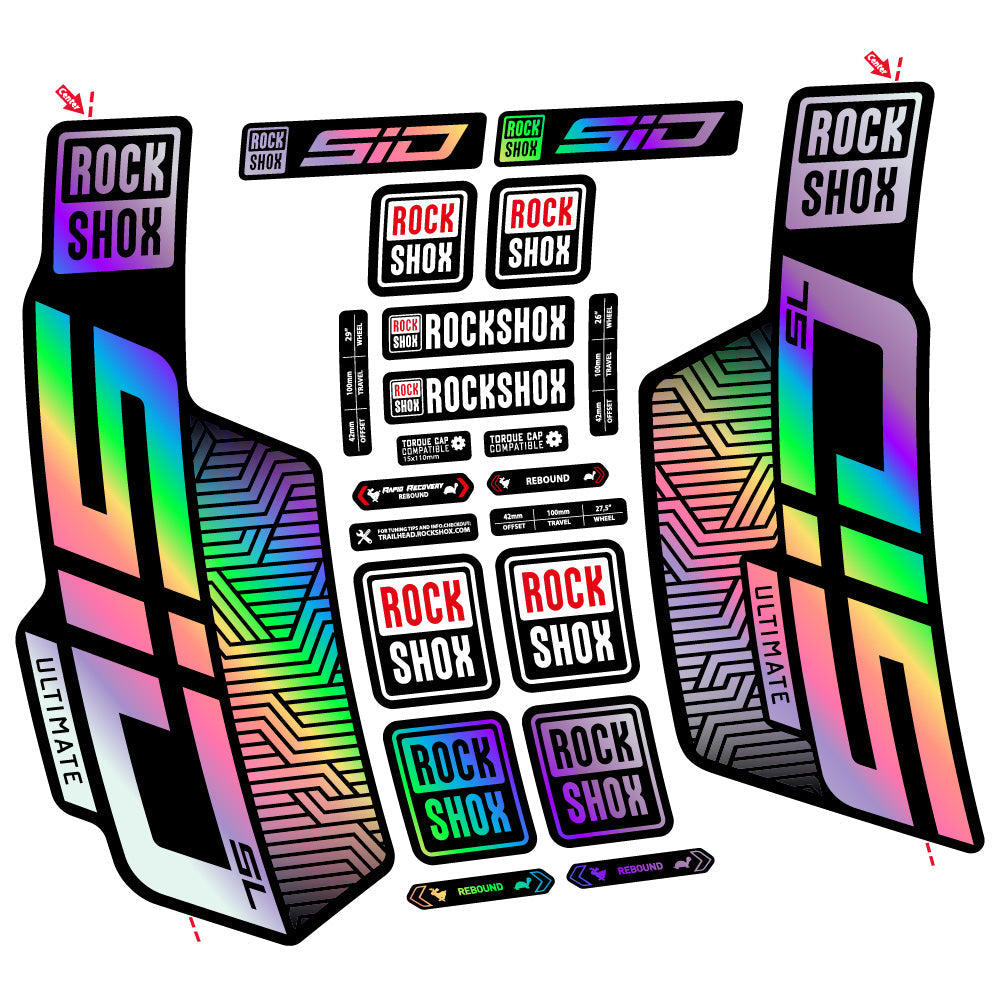 Stickers Rock Shox Sid SL Ultimate Flight Attendant compatibles - Autocollants fourche VTT