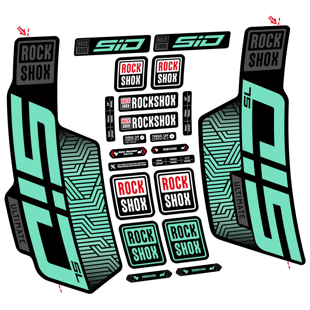 Stickers Rock Shox Sid SL Ultimate Flight Attendant compatibles Autocollants fourche VTT 29"