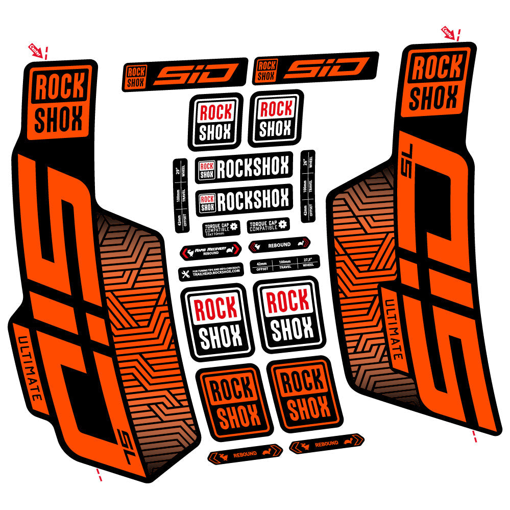 Stickers Rock Shox Sid SL Ultimate Flight Attendant compatibles Autocollants fourche VTT 29"