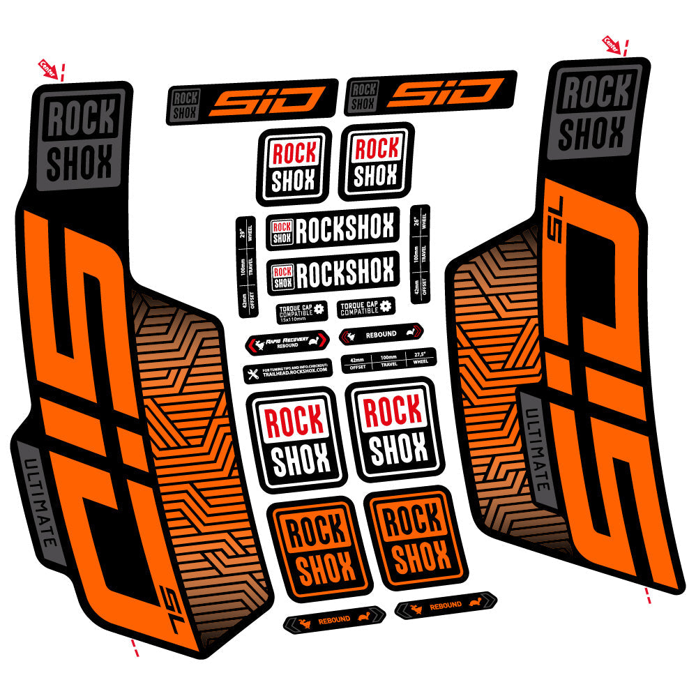 Stickers Rock Shox Sid SL Ultimate Flight Attendant compatibles - Autocollants fourche VTT