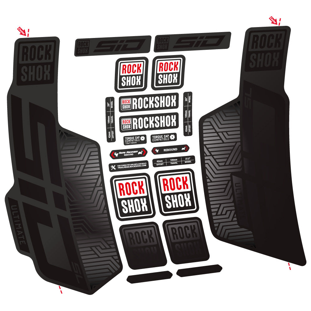 Stickers Rock Shox Sid SL Ultimate Flight Attendant compatibles - Autocollants fourche VTT