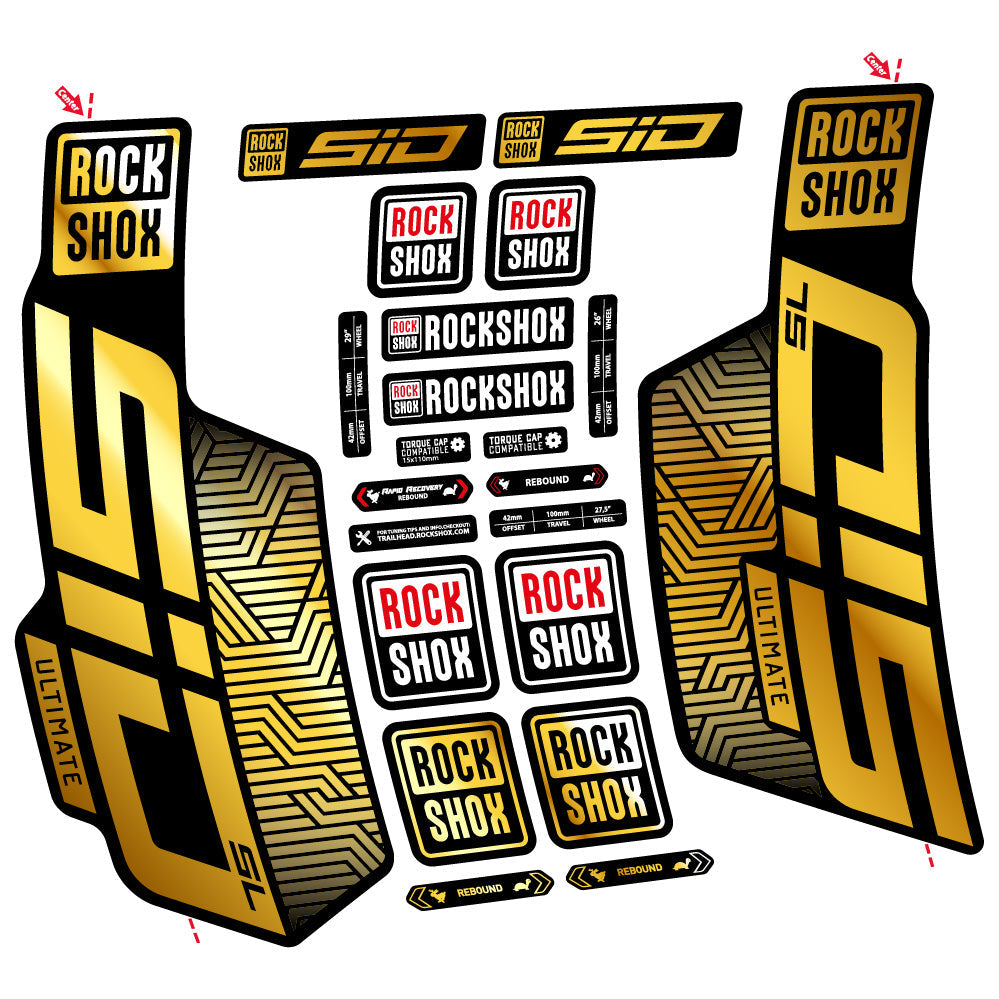 Stickers Rock Shox Sid SL Ultimate Flight Attendant compatibles - Autocollants fourche VTT