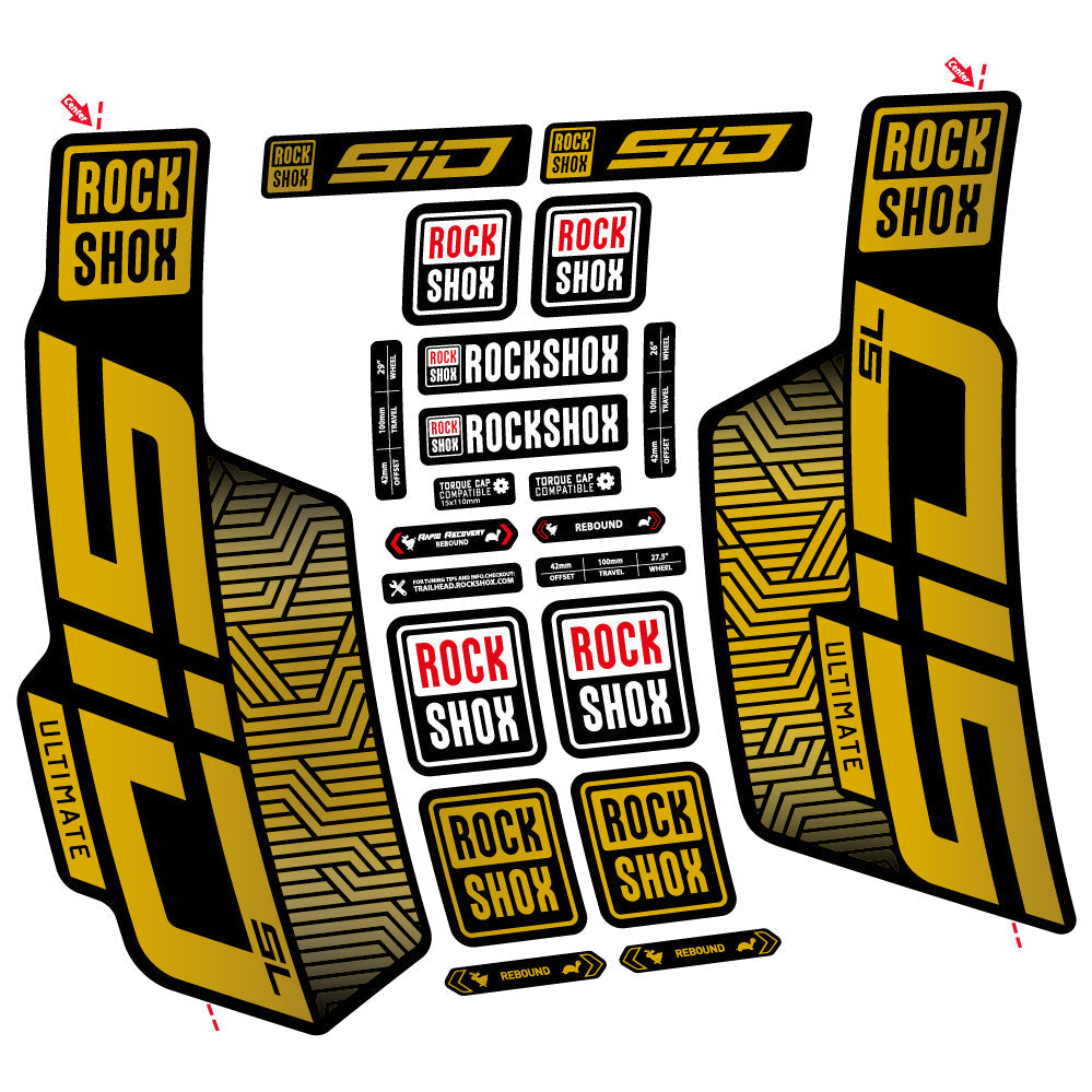 Stickers Rock Shox Sid SL Ultimate Flight Attendant compatibles Autocollants fourche VTT 29"
