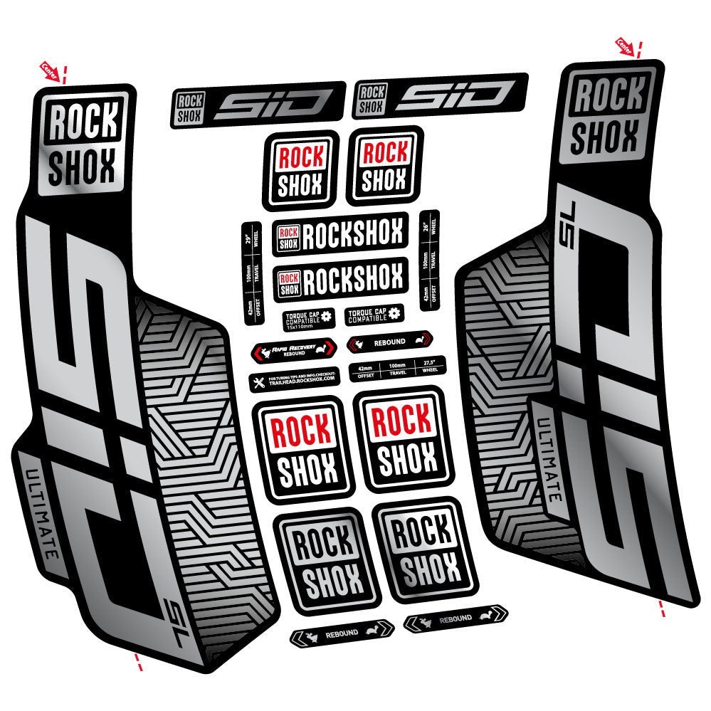 Stickers Rock Shox Sid SL Ultimate Flight Attendant compatibles - Autocollants fourche VTT