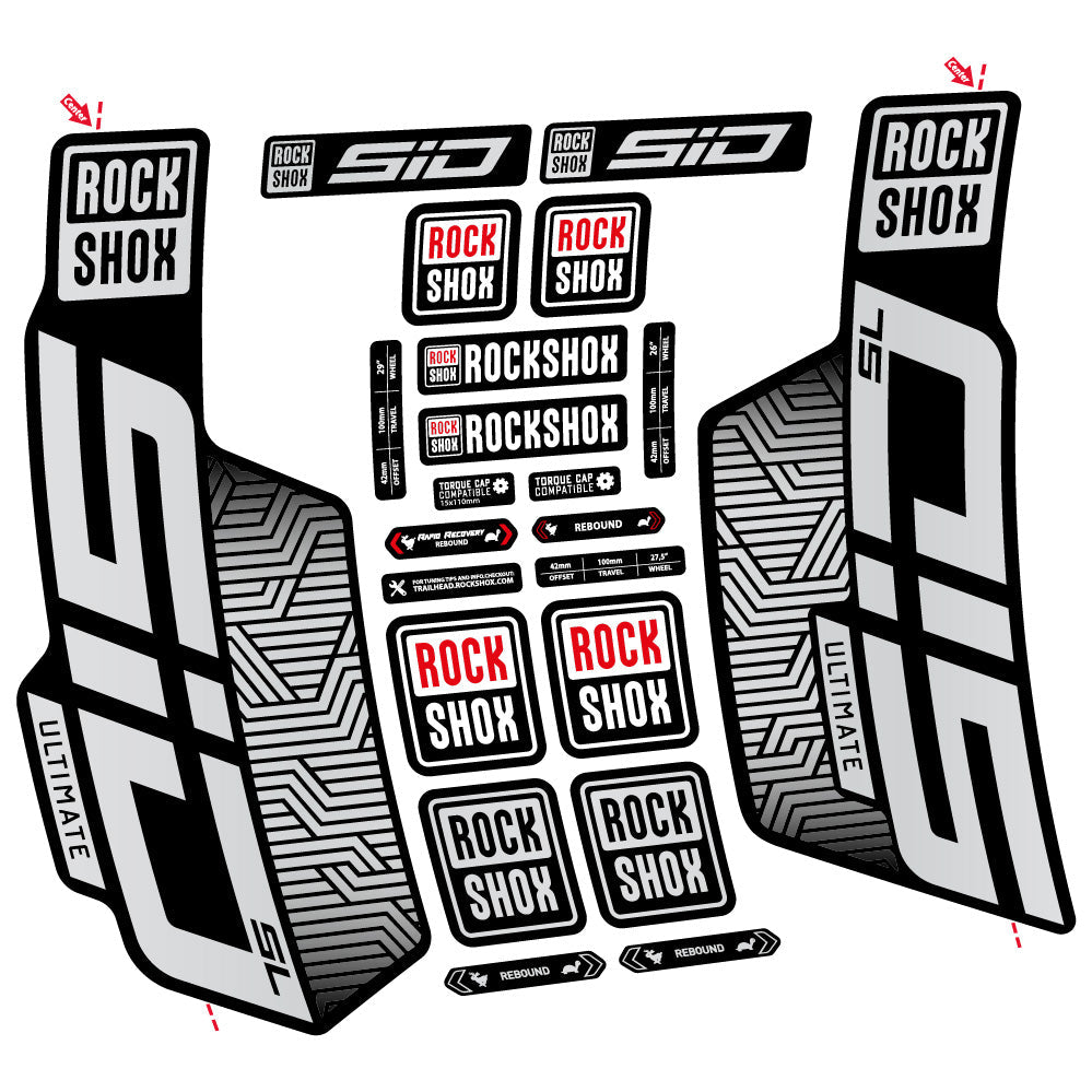 Stickers Rock Shox Sid SL Ultimate Flight Attendant compatibles - Autocollants fourche VTT
