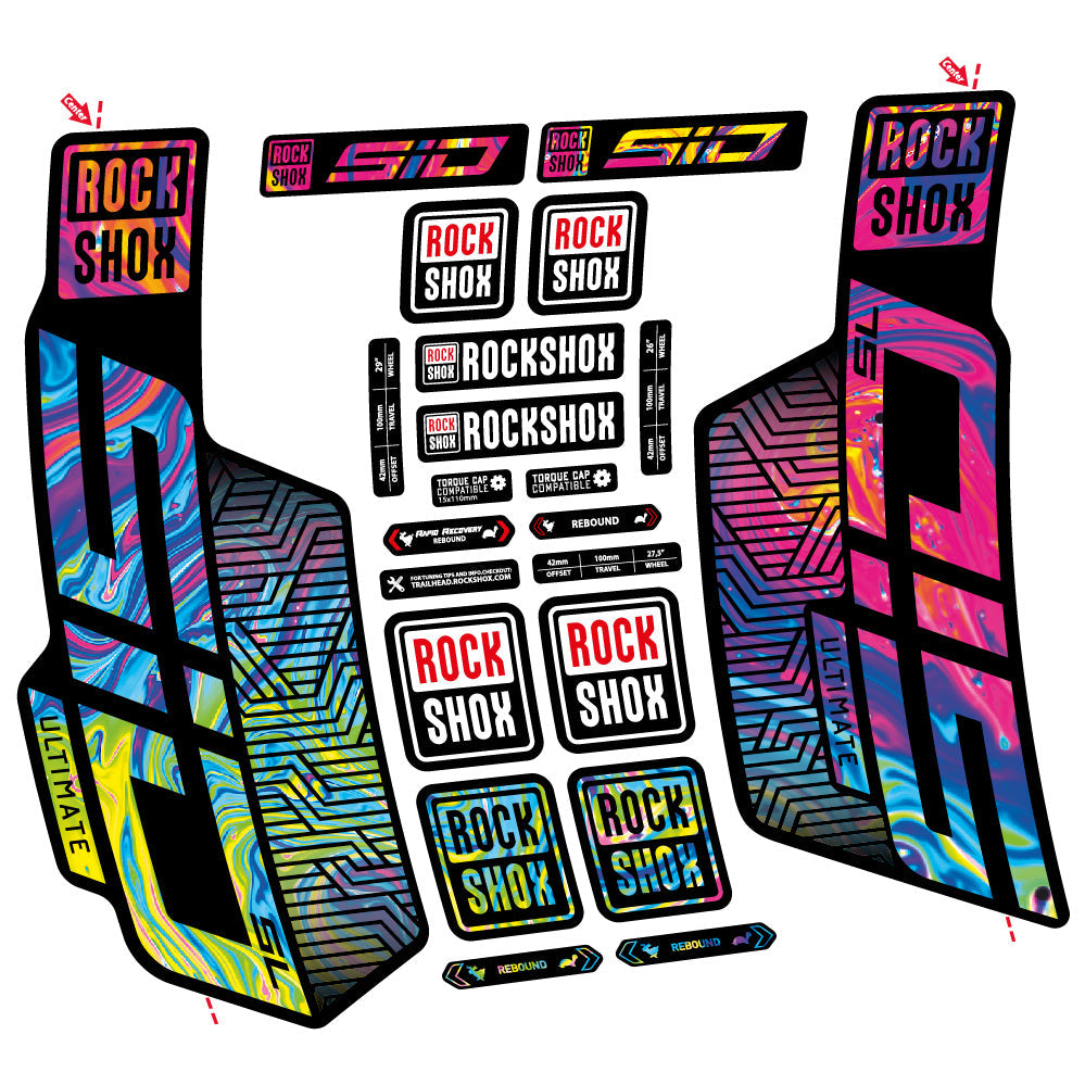 Stickers Rock Shox Sid SL Ultimate Flight Attendant compatibles Autocollants fourche VTT 29"