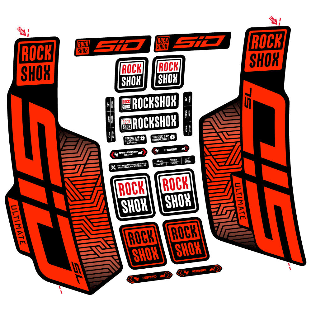 Stickers Rock Shox Sid SL Ultimate Flight Attendant compatibles - Autocollants fourche VTT