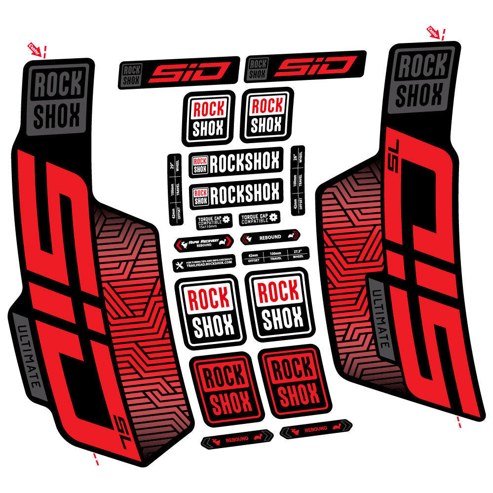 Stickers Rock Shox Sid SL Ultimate Flight Attendant compatibles Autocollants fourche VTT 29"