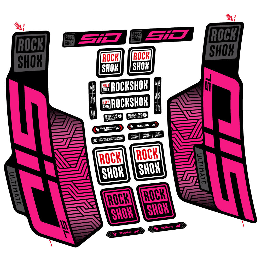 Stickers Rock Shox Sid SL Ultimate Flight Attendant compatibles Autocollants fourche VTT 29"