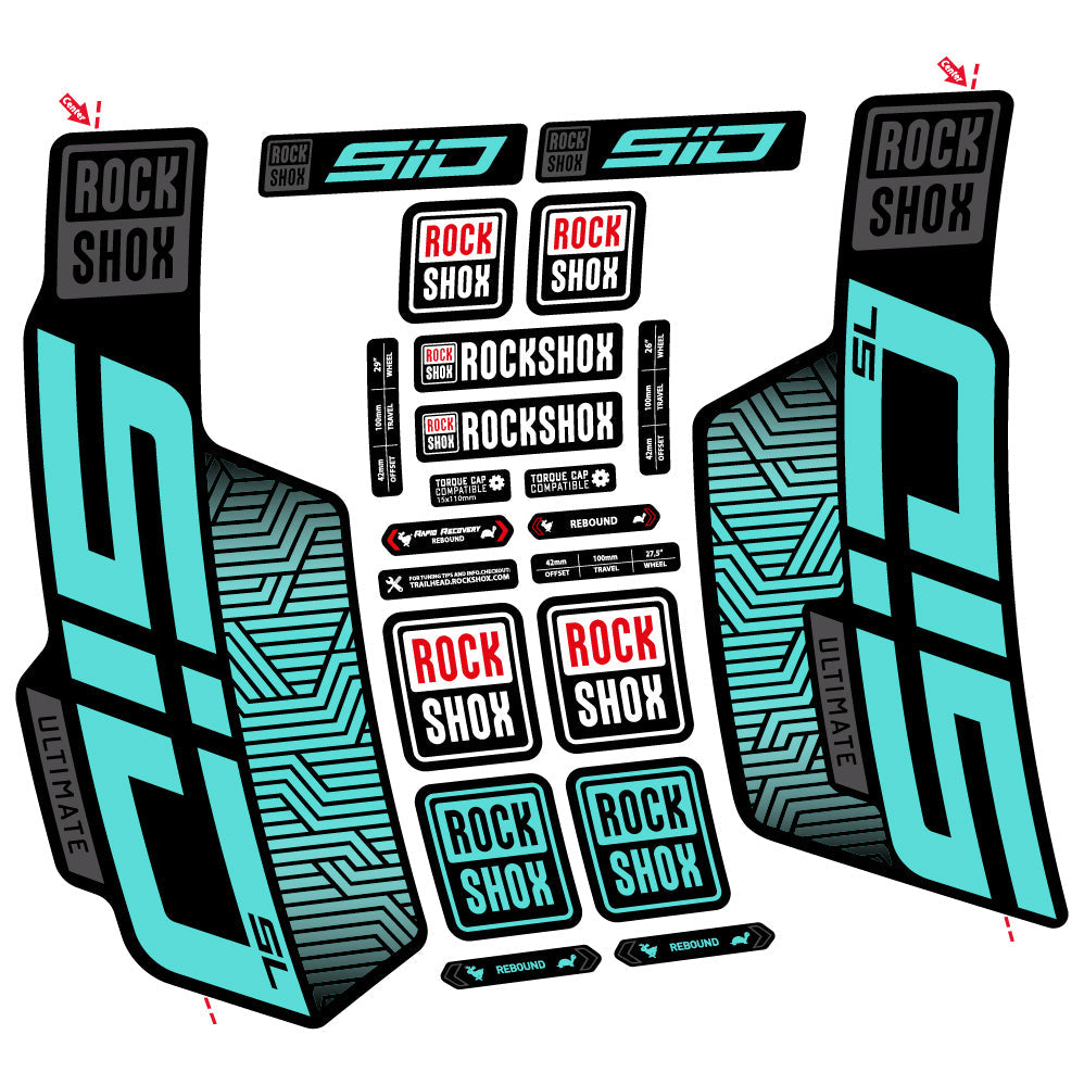 Stickers Rock Shox Sid SL Ultimate Flight Attendant compatibles Autocollants fourche VTT 29"