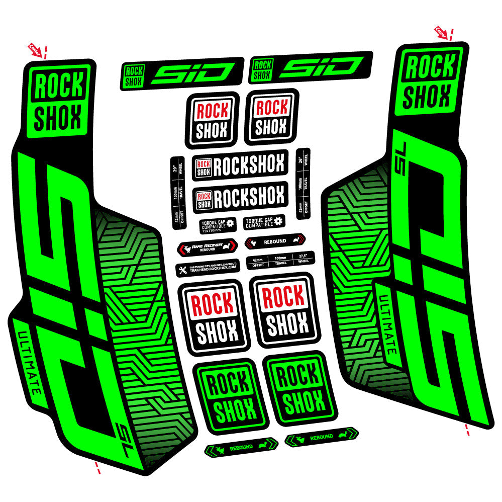 Stickers Rock Shox Sid SL Ultimate Flight Attendant compatibles Autocollants fourche VTT 29"