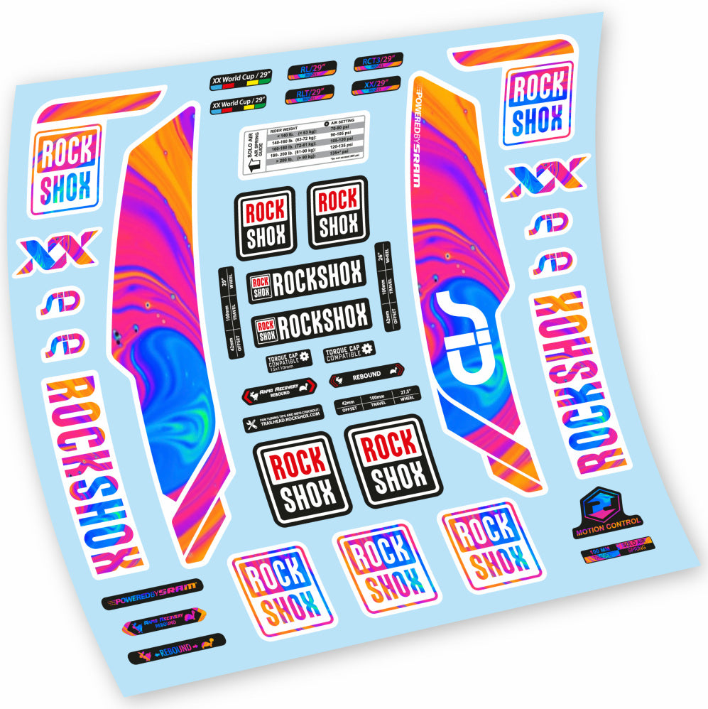 Stickers Rock Shox Sid WC World Cup 2013, White compatibles Autocollants fourche VTT 29"