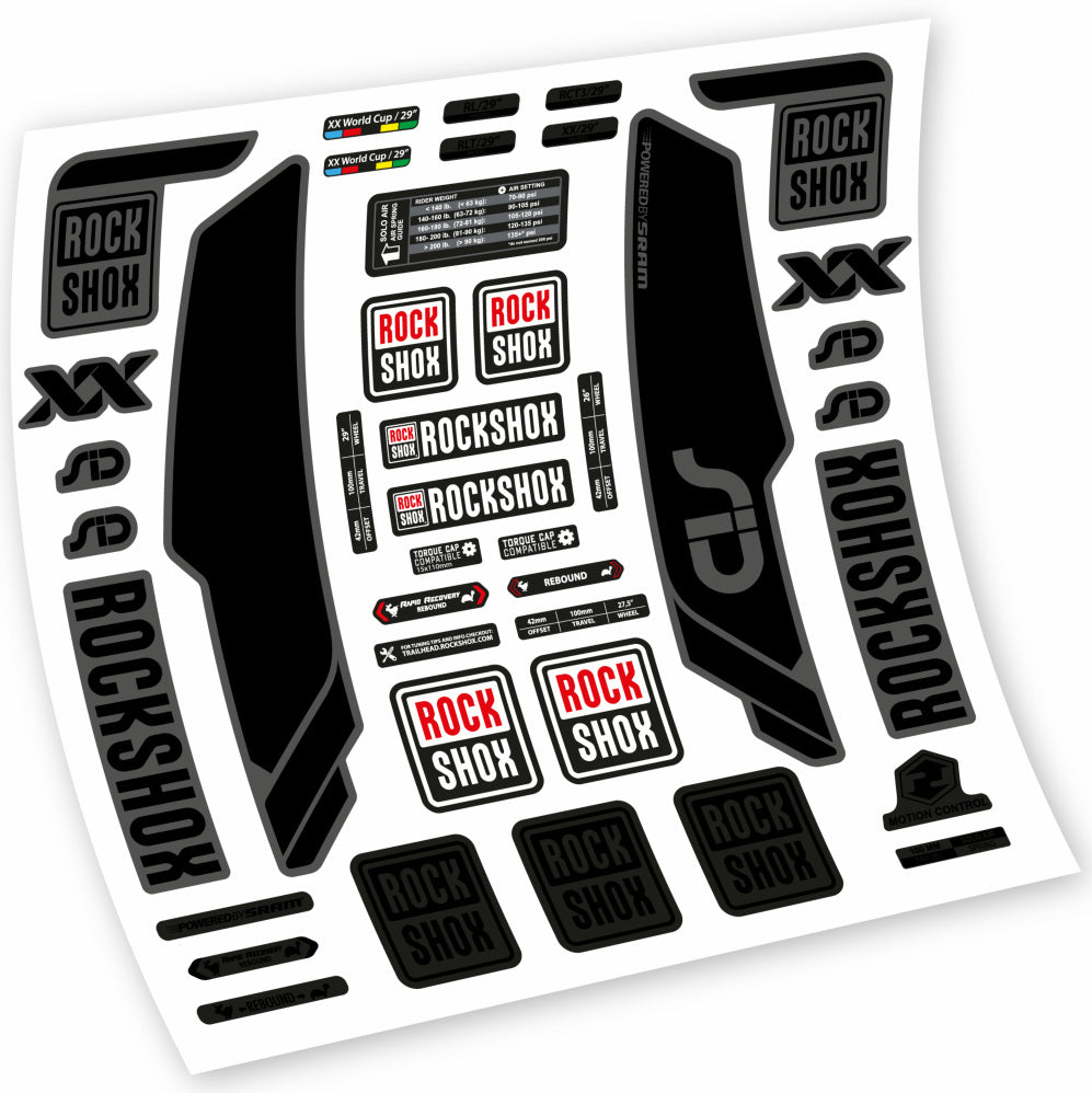 Stickers Rock Shox Sid WC World Cup 2013, Black compatibles Autocollants fourche VTT 29"