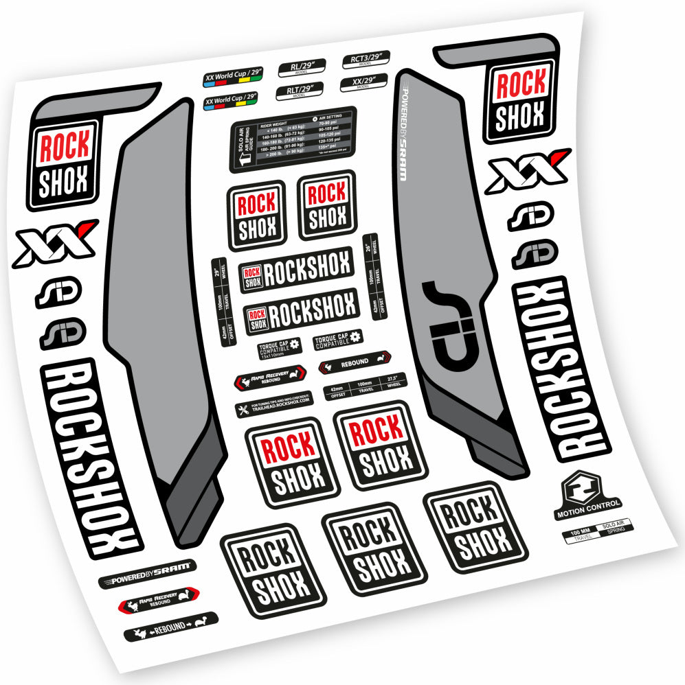 Stickers Rock Shox Sid WC World Cup 2013, Black compatibles Autocollants fourche VTT 29"