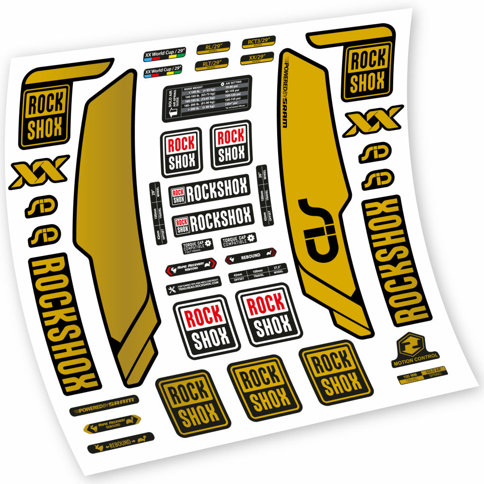 Stickers Rock Shox Sid WC World Cup 2013, Black compatibles Autocollants fourche VTT 29"