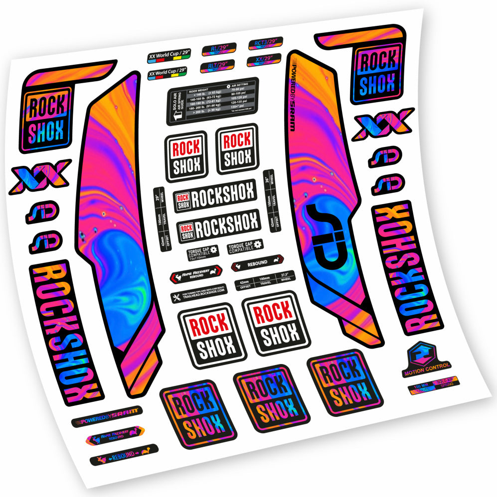 Stickers Rock Shox Sid WC World Cup 2013, Black compatibles Autocollants fourche VTT 29"