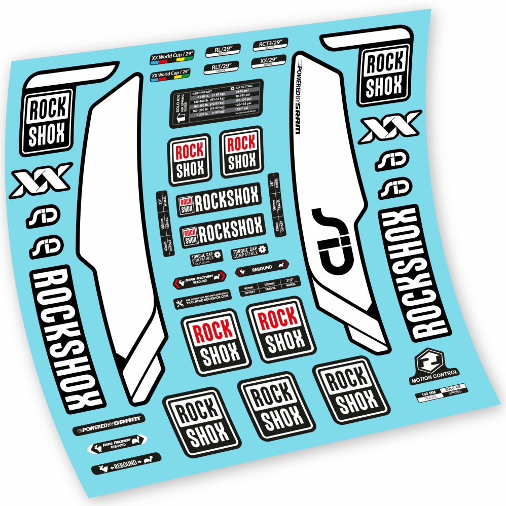 Stickers Rock Shox Sid WC World Cup 2013, Black compatibles Autocollants fourche VTT 29"