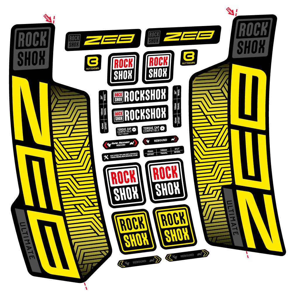 Stickers Rock Shox Zeb Ultimate Flight Attendant compatibles - Autocollants fourche VTT