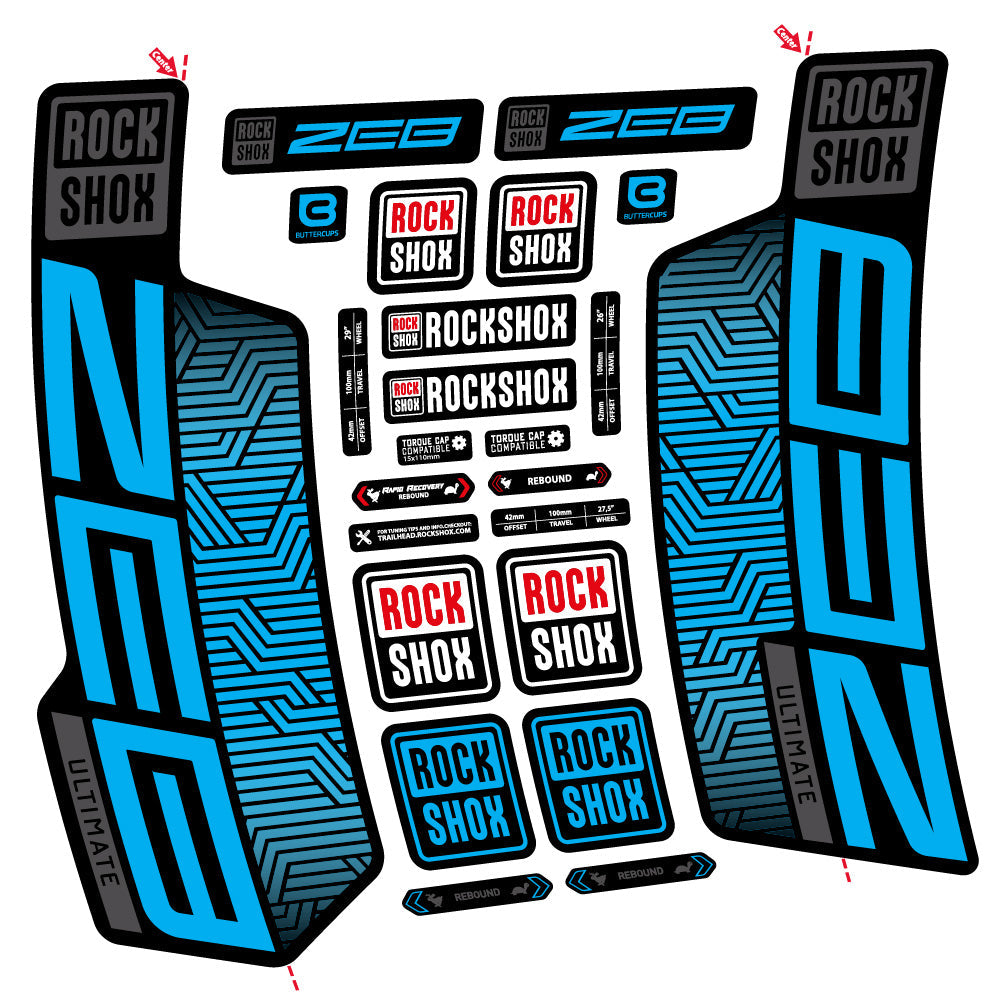 Stickers Rock Shox Zeb Ultimate Flight Attendant compatibles - Autocollants fourche VTT
