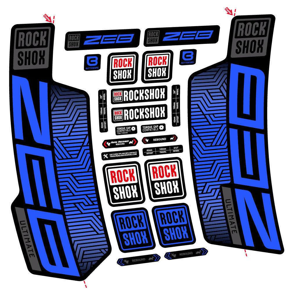 Stickers Rock Shox Zeb Ultimate Flight Attendant compatibles - Autocollants fourche VTT