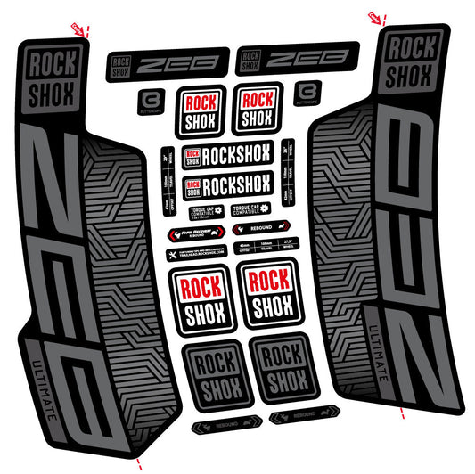 Stickers Rock Shox Zeb Ultimate Flight Attendant compatibles - Autocollants fourche VTT