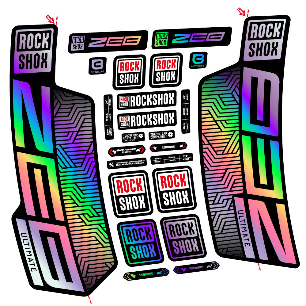 Stickers Rock Shox Zeb Ultimate Flight Attendant compatibles - Autocollants fourche VTT