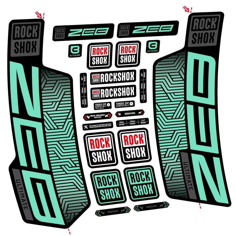 Stickers Rock Shox Zeb Ultimate Flight Attendant compatibles - Autocollants fourche VTT