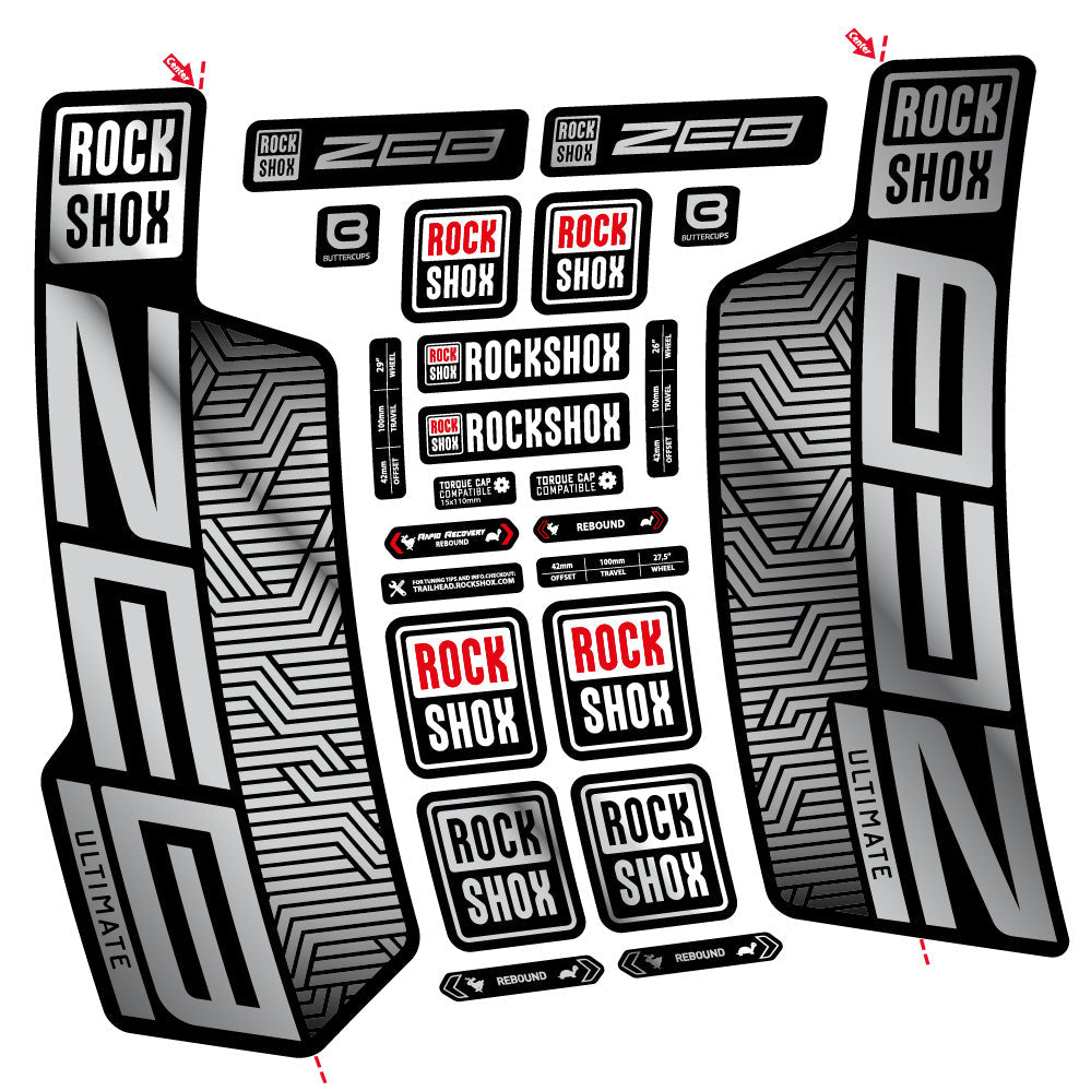 Stickers Rock Shox Zeb Ultimate Flight Attendant compatibles - Autocollants fourche VTT