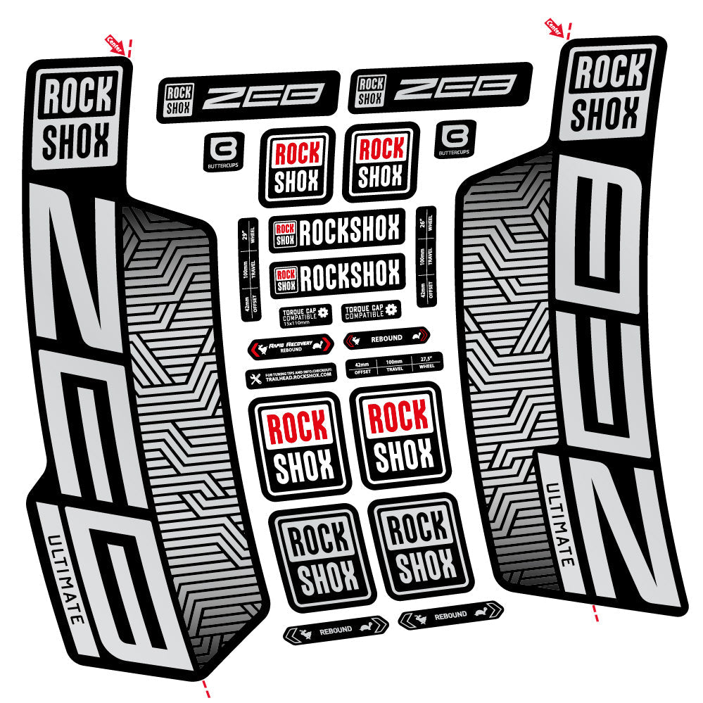 Stickers Rock Shox Zeb Ultimate Flight Attendant compatibles Autocollants fourche VTT 29"