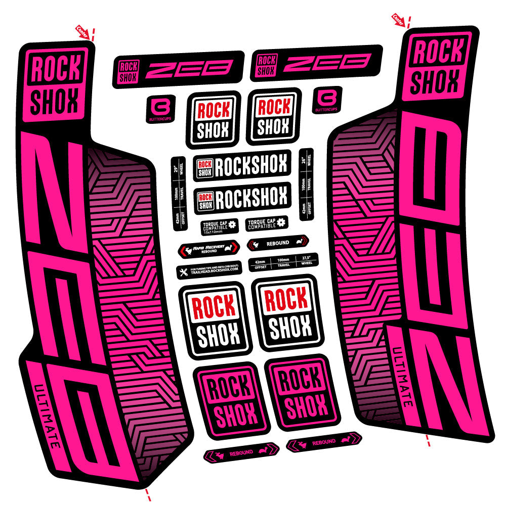 Stickers Rock Shox Zeb Ultimate Flight Attendant compatibles - Autocollants fourche VTT