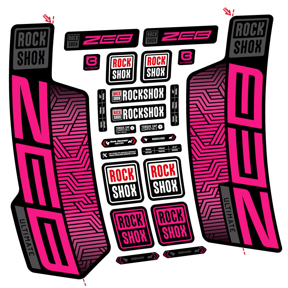 Stickers Rock Shox Zeb Ultimate Flight Attendant compatibles - Autocollants fourche VTT