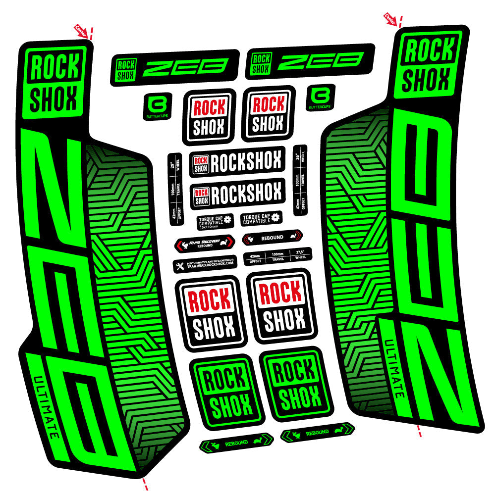 Stickers Rock Shox Zeb Ultimate Flight Attendant compatibles - Autocollants fourche VTT
