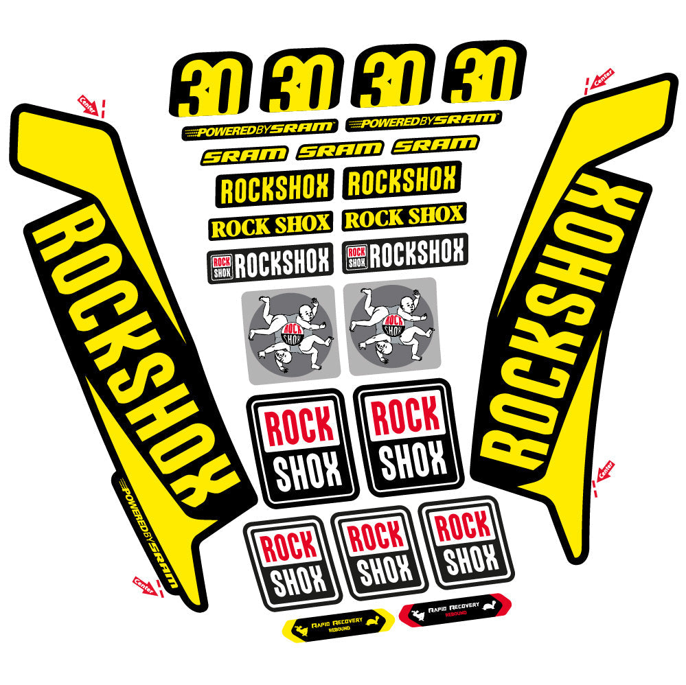 Stickers Rock Shox TK30 2016 compatibles - Autocollants fourche VTT