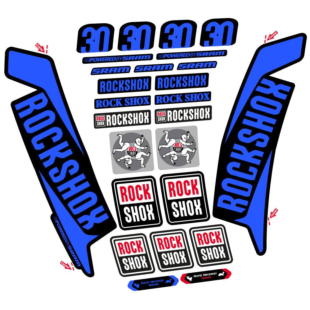 Stickers Rock Shox TK30 2016 compatibles Autocollants fourche VTT 29"