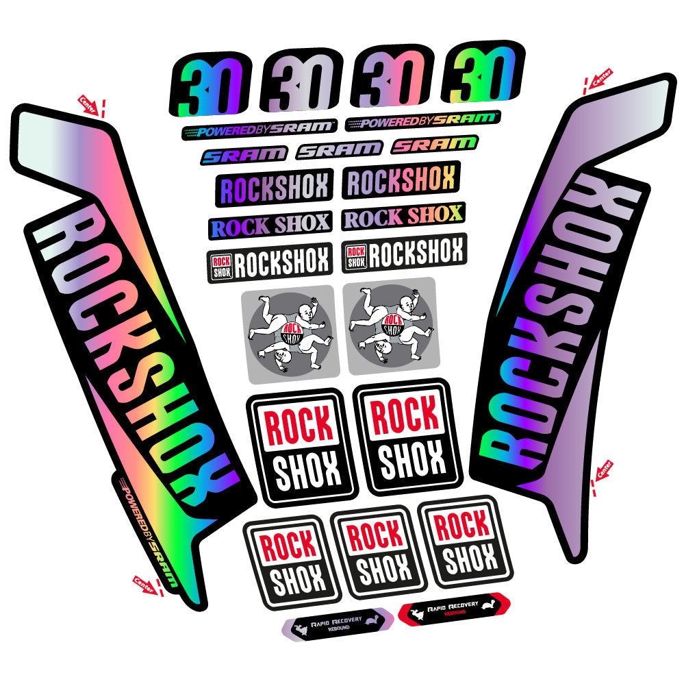 Stickers Rock Shox TK30 2016 compatibles - Autocollants fourche VTT