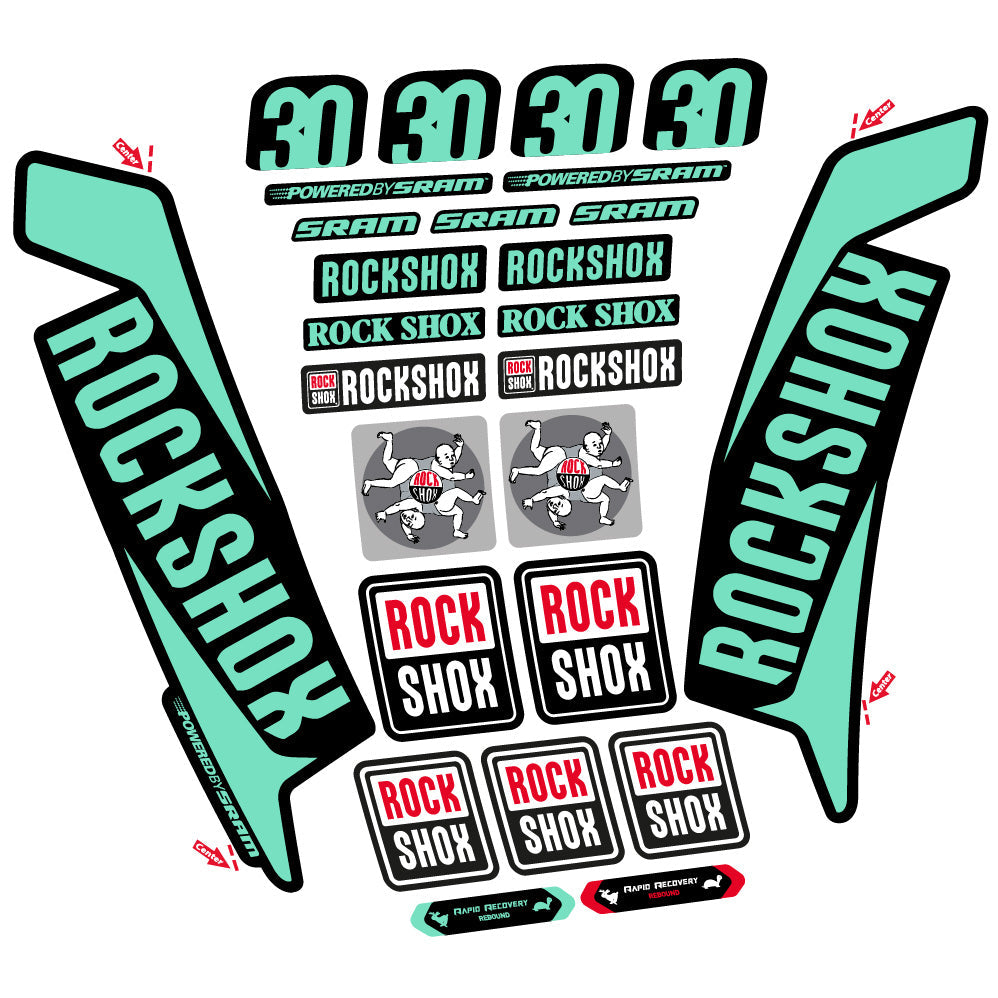 Stickers Rock Shox TK30 2016 compatibles - Autocollants fourche VTT