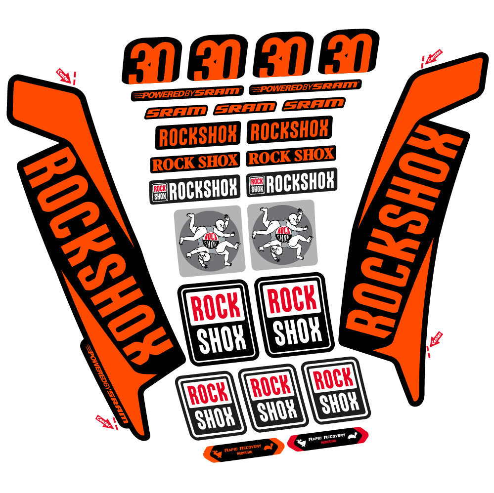 Stickers Rock Shox TK30 2016 compatibles Autocollants fourche VTT 29"