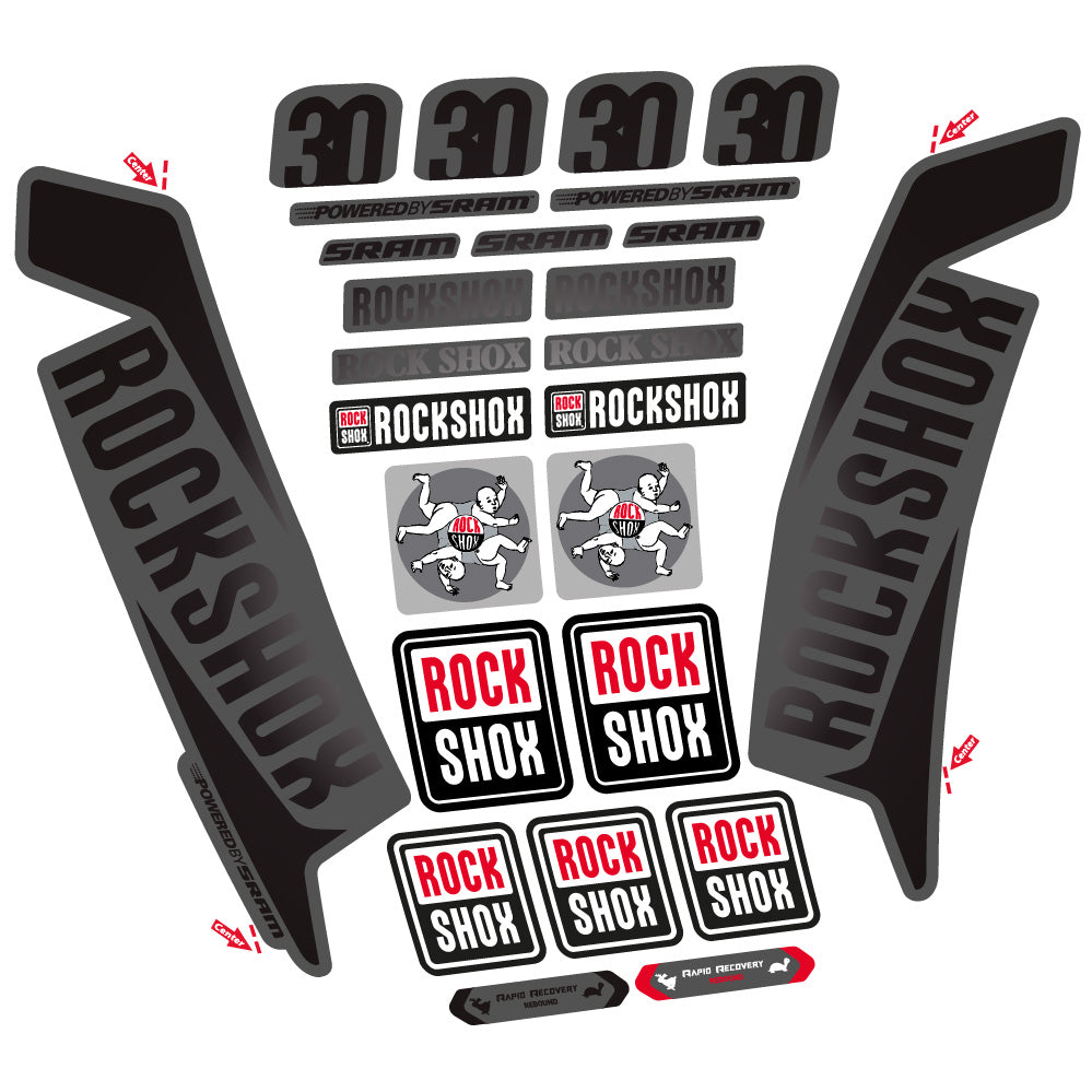 Stickers Rock Shox TK30 2016 compatibles - Autocollants fourche VTT