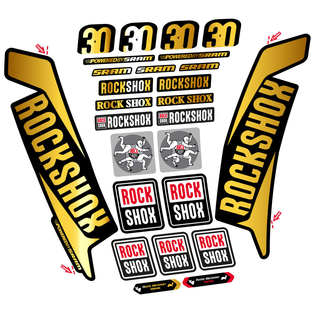 Stickers Rock Shox TK30 2016 compatibles Autocollants fourche VTT 29"