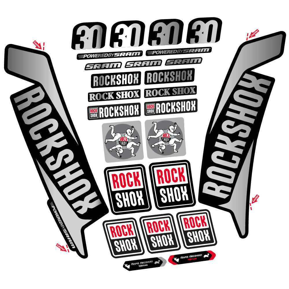 Stickers Rock Shox TK30 2016 compatibles - Autocollants fourche VTT