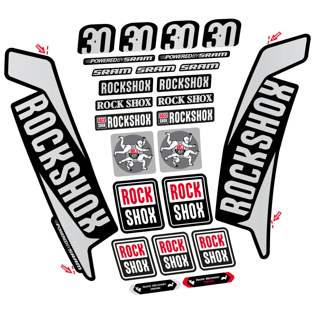 Stickers Rock Shox TK30 2016 compatibles Autocollants fourche VTT 29"
