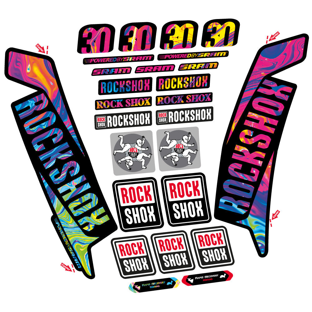 Stickers Rock Shox TK30 2016 compatibles - Autocollants fourche VTT
