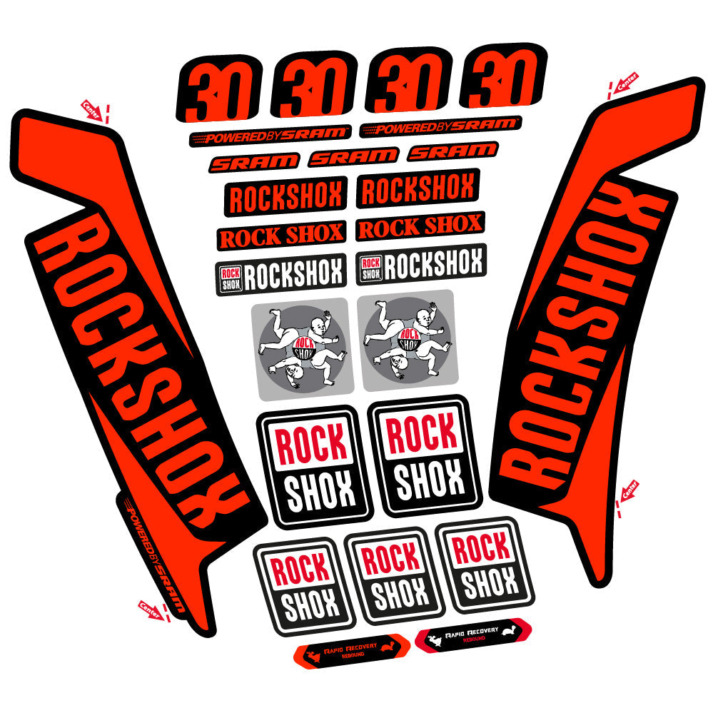Stickers Rock Shox TK30 2016 compatibles - Autocollants fourche VTT