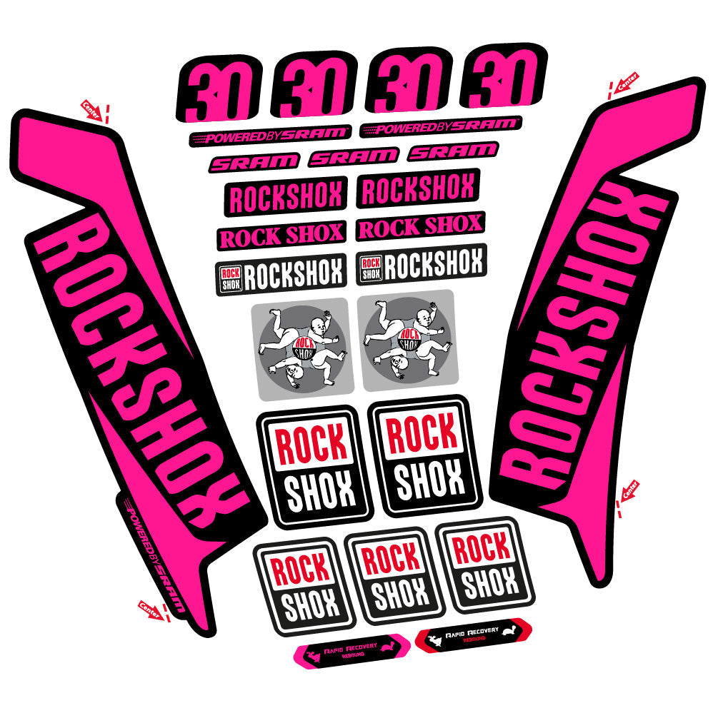 Stickers Rock Shox TK30 2016 compatibles - Autocollants fourche VTT