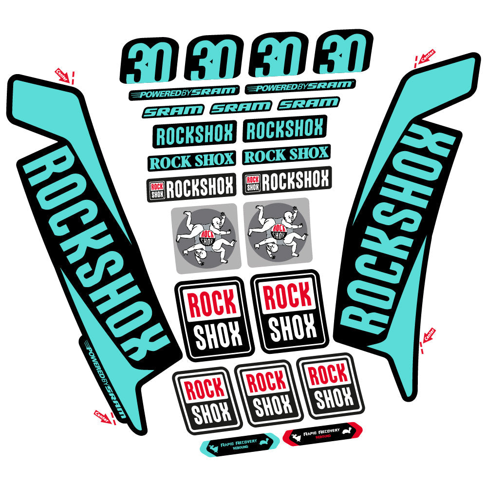 Stickers Rock Shox TK30 2016 compatibles Autocollants fourche VTT 29"